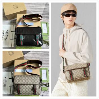 古驰中国官网GUCCI 760123 GG Supreme帆布邮差包斜挎包