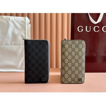 gucci美国官网古驰 822051 GG Supreme帆布双色全拉链钱包