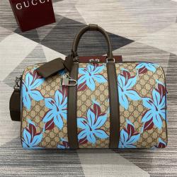 gucci意大利官网古驰 792074 GG中号旅行包旅行袋（花卉印花）