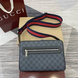 gucci美国官网古驰 822072 GG黑色中号斜挎包相机包