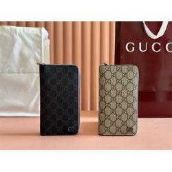 gucci美国官网古驰 822051 GG Supreme帆布双色全拉链钱包