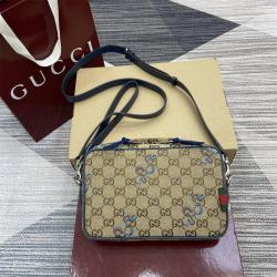 gucci中国官网古驰 817771 Original GG帆布刺绣蛇斜挎包相机包