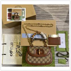 GUCCI古驰女包 735116/735115 Bamboo 1947系列竹节迷你/小号手提包