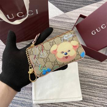 gucci美国官网古驰 838892 GG 饰图案钥匙包零钱包