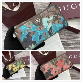 古驰香港官网GUCCI 834694 Ophidia系列迷彩拉链钱包