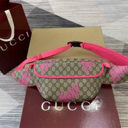 古驰香港官网GUCCI 834963 GG 饰印花中号腰包