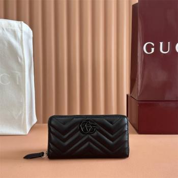 gucci批发古驰 443123 GG Marmont系列全拉链式钱包（枪色）