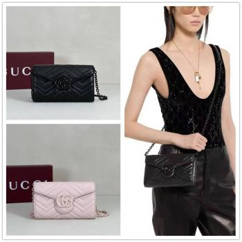 gucci旗舰店古驰 858924 GG Marmont系列链式钱包链条包