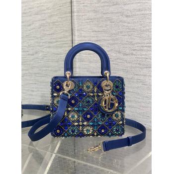 dior中国官网迪奥Lady最新艺术限量版重工珠子刺绣四格戴妃包