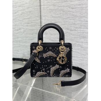 dior香港官网迪奥Lady最新限量版重工流星珠子刺绣四格戴妃包
