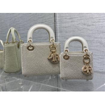 dior包包官网价格迪奥Lady限量版刺绣珍珠手工micro戴妃包