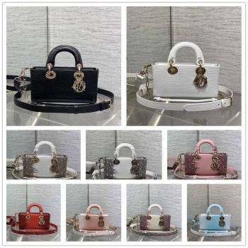 dior官网包迪奥Lady D-Joy 小号蜥蜴纹横版戴妃包