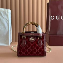 gucci批发古驰 707449 Diana竹节迷你托特包（水晶钻）