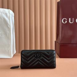 gucci批发古驰 443123 GG Marmont系列全拉链式钱包（枪色）