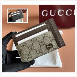 gucci中文官网古驰 856561 灰色滚边GG卡片夹卡包