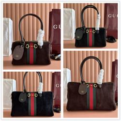 GUCCI古驰 866732/866734 Borsetto系列中号/大号波士顿包绒面枕头包