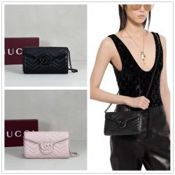 gucci旗舰店古驰 858924 GG Marmont系列链式钱包链条包