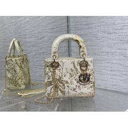dior美国官网迪奥Lady最新限量版刺绣金色喜鹊手工珠子戴妃包