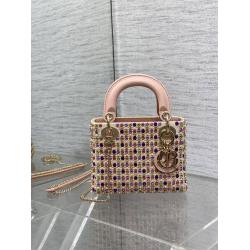 迪奥包包官网价格DIOR Lady最新艺术重工珠子刺绣三格戴妃包