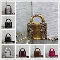 dior香港官网迪奥Lady珍稀蛇皮三格戴妃包