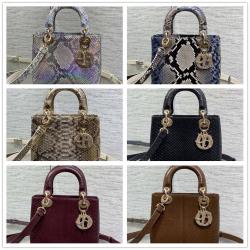 dior官网女包迪奥Lady珍稀蛇皮四格戴妃包