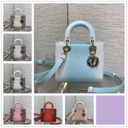 dior官网包迪奥Lady蜥蜴纹四格戴妃包