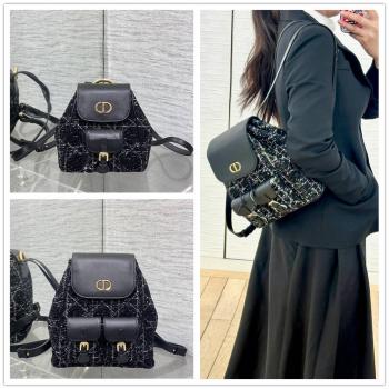 迪奥香港官网 M6302/M6301 Dior Caro 小号/中号双肩包（粗花呢）