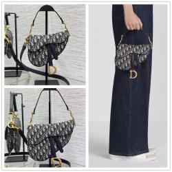dior香港官网迪奥 M0456/M0455 老花马鞍包（附肩带）