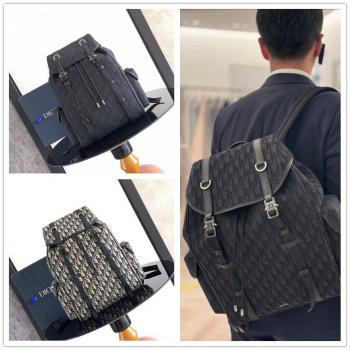 迪奥男包 1ESBA205 Dior Hit The Road 翻盖双肩背包（老花）