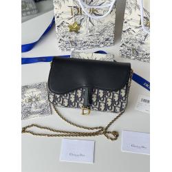 dior美国官网迪奥女包 S5907 中号马鞍链条包（拼皮）